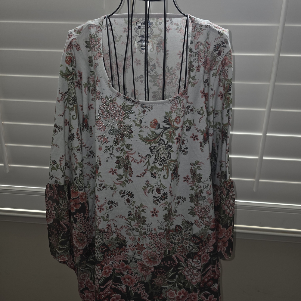Croft & Barrow Floral Tunic with Bell Sleeves 2X